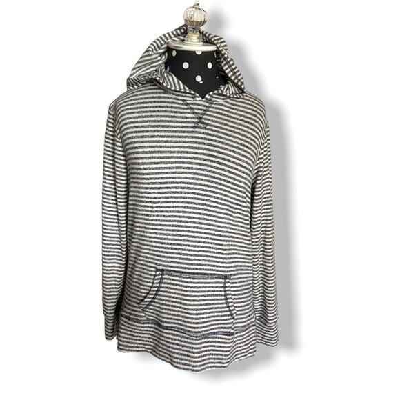 Poof Girl Hoodie Size XL‎ Gray White Stripe Striped Fuzzy Extra Large - Picture 1 of 7